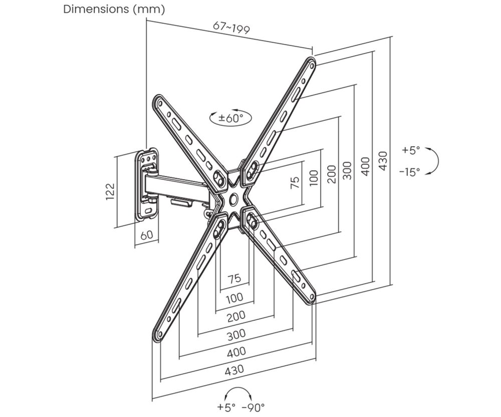 Alternative view of BIT FORCE nagibno-okretni nosač za 13“- 55“ TV, do 25kg (SHIELD WM-55-FM)