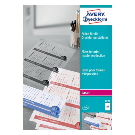 Folija Laser za grafičku pripremu A4 100my mat pk100 Zweckform 3491