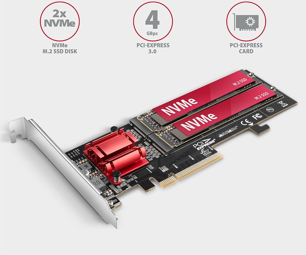 Alternative view of AXAGON PCEM2-ND PCI-E 3.0 8x - M.2 SSD NVMe