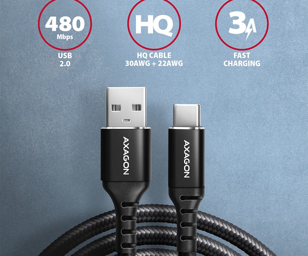 Alternative view of CC USB CM 2.0 <> USB AM, 1,0 m, Crna, HQ, BUCM-AM10AB, AXA