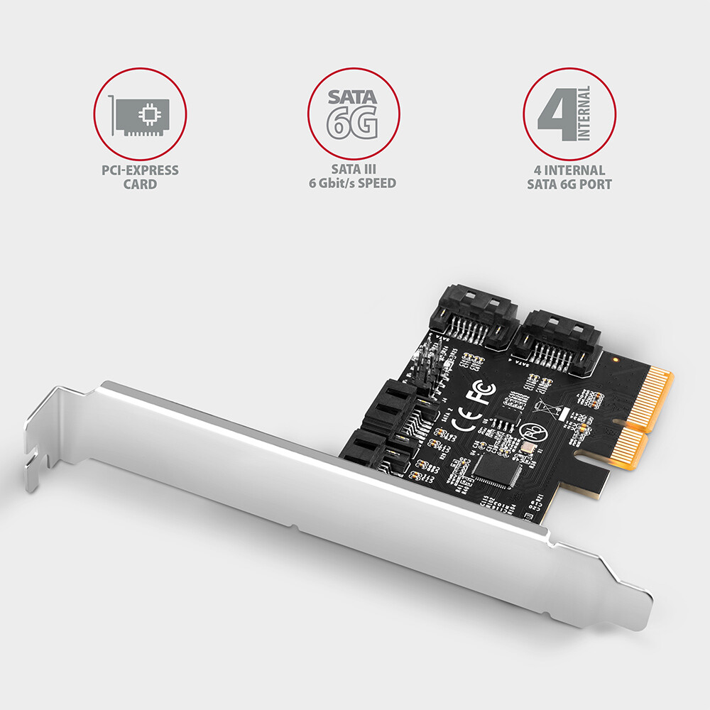 AXAGONPCES-SA4X4 PCIe Controller 4x Int./Ext. SATA III 6G ASMedia - Slika 2