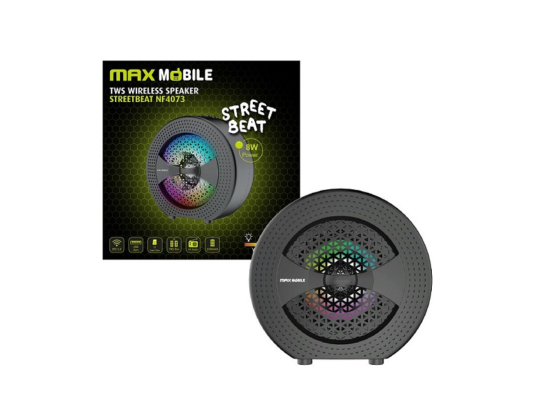Max Mobile NF4073 BlueTooth zvučnik 8W crni s RGB osvjetljenjem, TWS