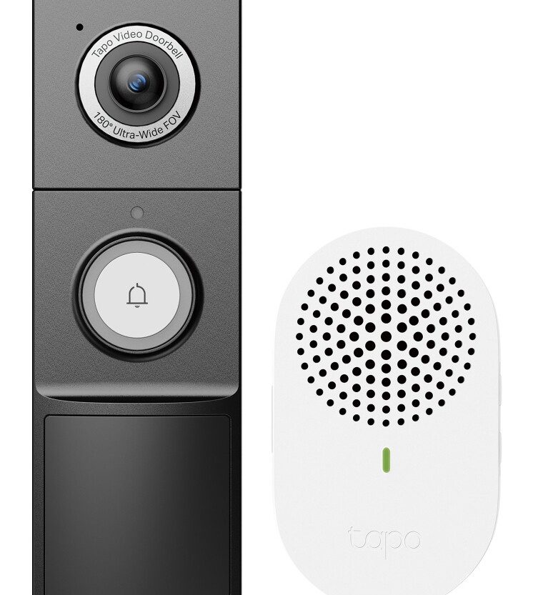 TP-Link Tapo Smart bežično zvono za vrata s video kamerom 2K 5MP 2560×1920px, 180° dijagonalno, 3DNR, WDR, dvosmjerni audio, 16x zoom, detekcija pokreta, FC night vision, glasovna kontrola, IP66