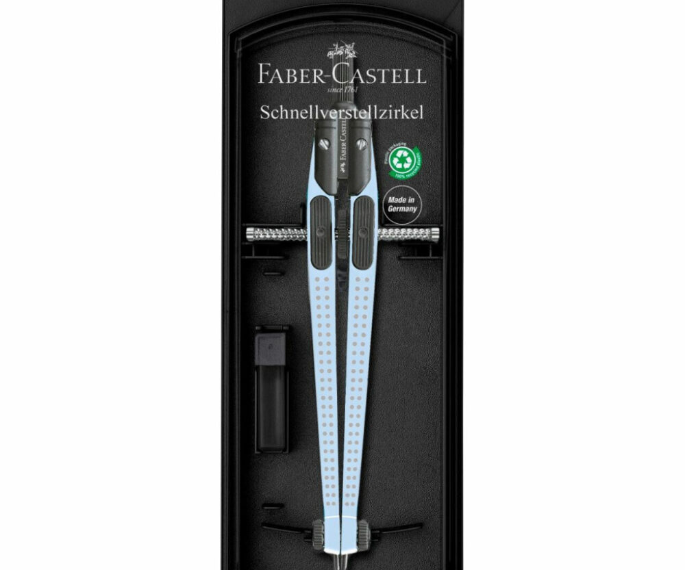 Šestar s preciznim podešavanjem+mine Grip 2001 Faber Castell 574474 sky blue blister