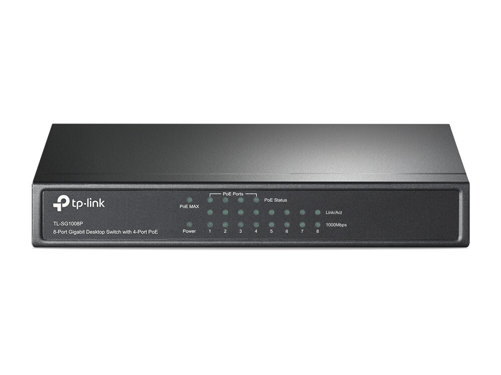 TP-Link 8-port Gigabit PoE preklopnik (Switch), 8×10/100/1000M RJ45 ports, 4×PoE ports, metalno kućište (53W)