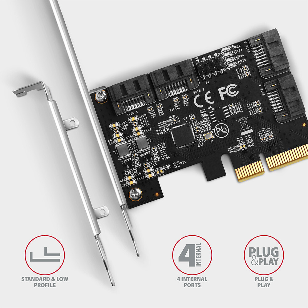 AXAGONPCES-SA4X4 PCIe Controller 4x Int./Ext. SATA III 6G ASMedia - Slika 3