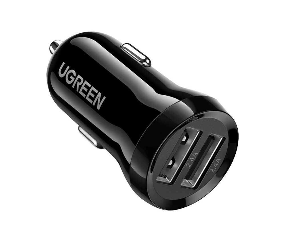 UGREEN auto punjač 24W, 2×USB-A, crni