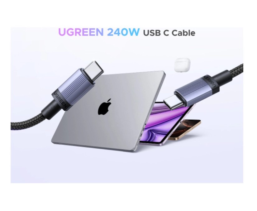Alternative view of Kabel UGREEN, USB C (M) na USB C (M)  PowerDelivery 240W sivi, 1m