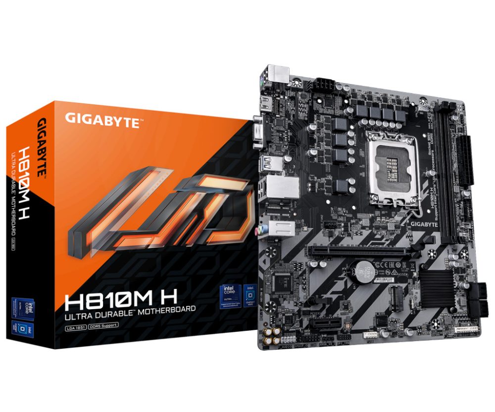 Gigabyte MB H810M H, S.1851, 2xDDR5/6400MHz, PCIe 4.0, G-LAN, VGA/HDMI, mATX
