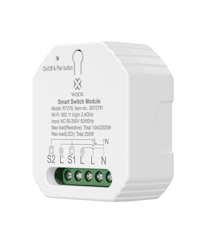 Alternative view of WOOX WiFi Smart prekidač 100-240VAC 10A 2300W, WooxHome app, glasovna kontrola - Alexa & Google Assistant (R7279)