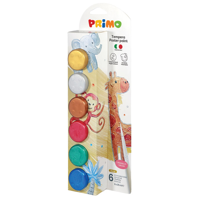 Boja tempera 25 ml u čaši 6boja Primo 231TM6EP metalik blister