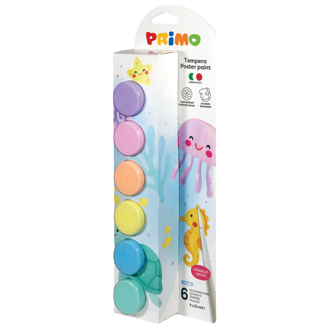 Boja tempera 25 ml u čaši 6boja Primo 2534BRP6EP pastel blister