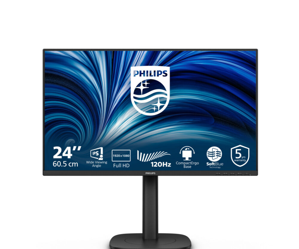 PHILIPS Monitor 24B2N3200J 24" (23.8" viewable), 1920x1080 (FHD), IPS, 120Hz, 4ms (GtG), Adaptive Sync, Full Ergo, 1xD-SUB(VGA), 1xHDMI, 1xDP, USB hub, Speakers, 5y