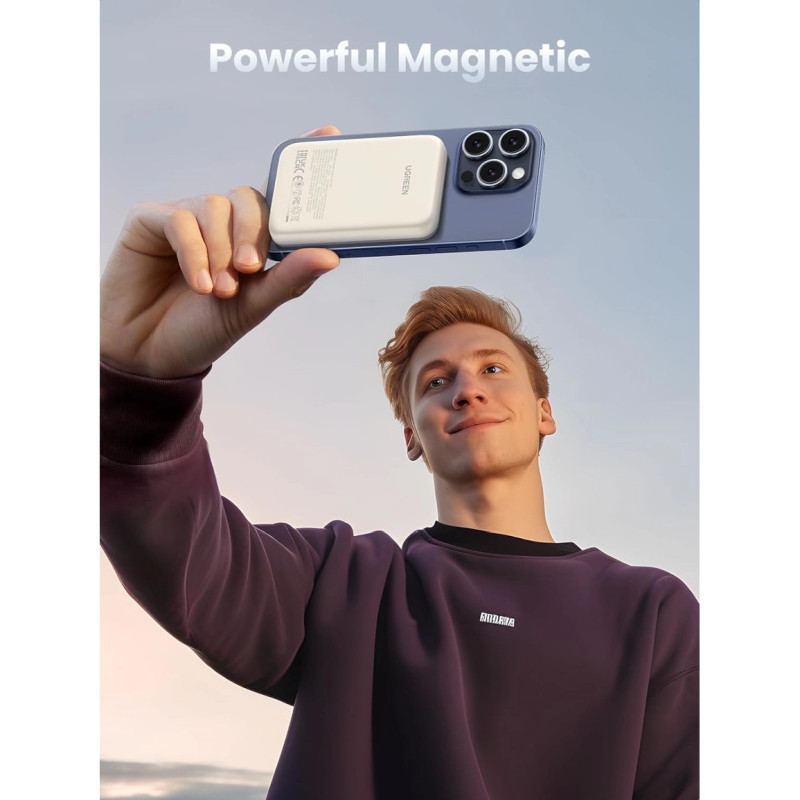 UGREEN prijenosni punjač 10000mAh, bežično punjenje do 15W, USB-C, Power Delivery do 20W, bijeli