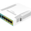 Mikrotik RB960PGS, hEX PoE, 800MHz CPU, 128MB RAM, 5×Gigabit LAN, (4×PoE izlaz), SFP, USB, RouterOS L4, plastično kućište, PSU