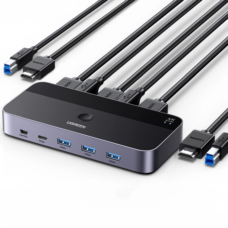Alternative view of UGREEN KWM switch 3x HDMI, 2x USB-C, 3x USB-A,2x USB-B