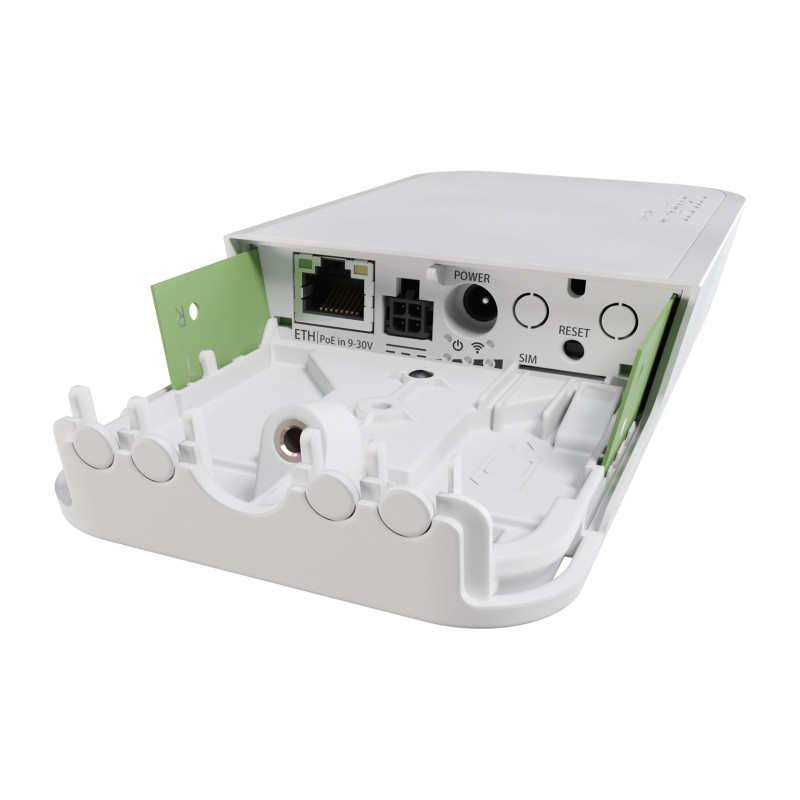 Alternative view of Mikrotik wAP LTE kit - 3x DC inputs (PoE-IN-Dc jack, Automotive), Passive PoE, 802.11 b/g/n wireless, 1x 10/100 ethernet ports, 1 Modern (Mini SIM) slot, IP54