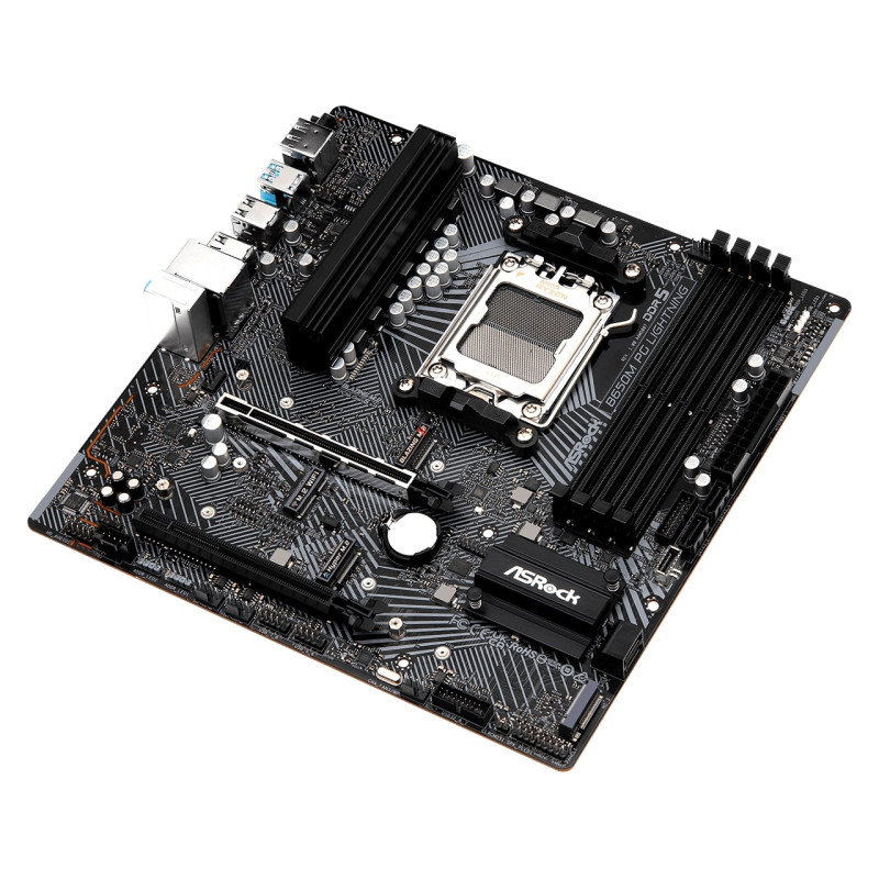 Alternative view of ASROCK B650M PG Lightning, S. AM5, 4xDDR5/7200(OC), PCIe 4.0, 2.5 G-LAN, HDMI/DP, USB-C, mATX