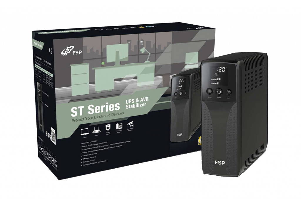 Fortron Source UPS ST-850 Tower 850VA/510W, Line-interactive, HID, RJ45, Schukox4, with hot swappable battery design, 12V9Ah x 1 pcs