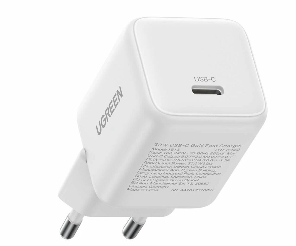 Alternative view of UGREEN zidni punjač 30W, USB-C, GaN, set, bijelii