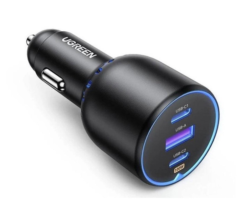 Alternative view of UGREEN auto punjač, 130W, 2x USB-C, USB-A, PD, sivi