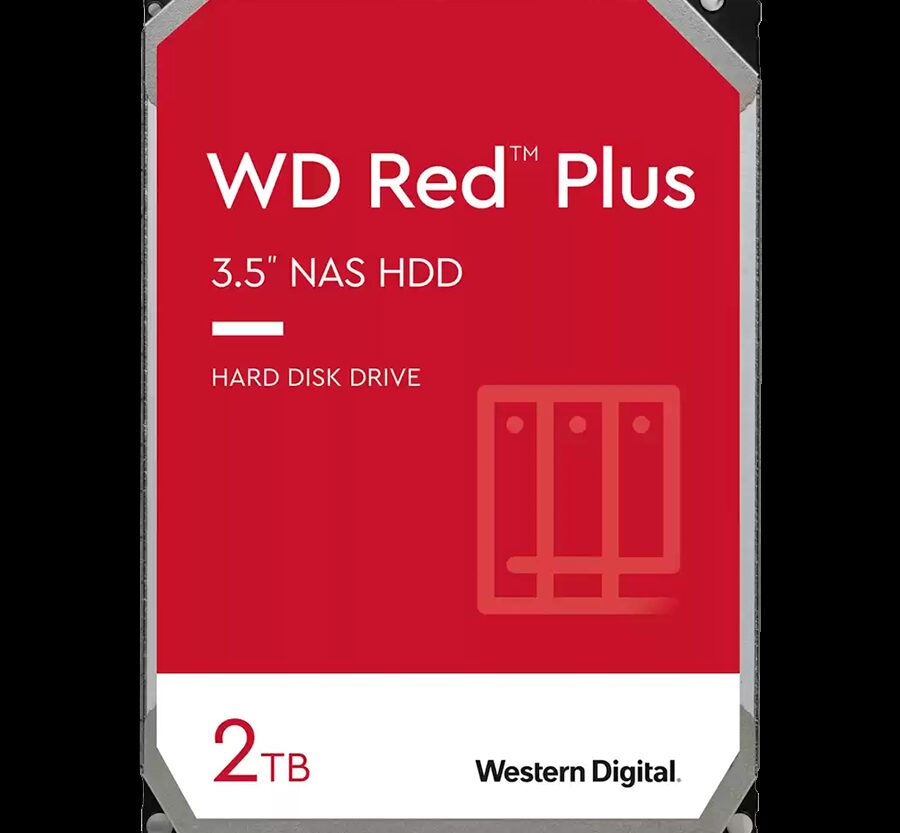 HDD NAS WD Red Plus 2TB CMR, 3.5'', 64MB, 5400 RPM, SATA, TBW: 180
