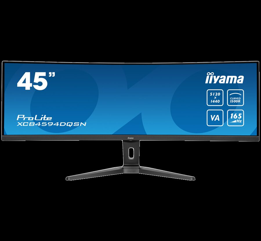 IIYAMA Monitor LED XCB4594DQSN-B1 45’’ Dual QHD VA panel with KVM switch, USB-C 90W dock and RJ45 5120 x 1440 @165Hz 	32:9 450 cd/m2 3000:1 0.8ms height, tilt HDMI DP USB-C RJ45 Hub