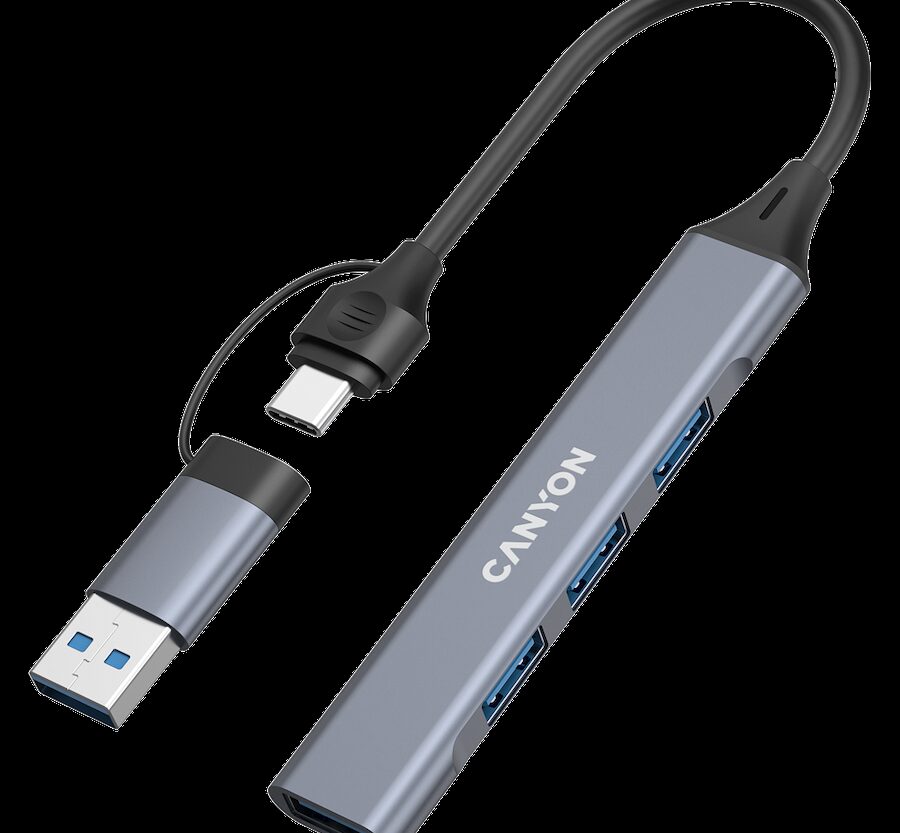 Alternative view of CANYON hub DS-02 4in1 USB-A/C Grey