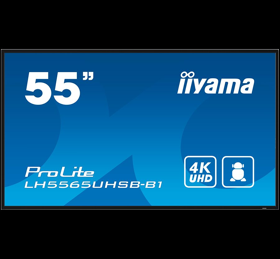 IIYAMA LFD LH5565UHSB-B1 55" Vivid-Bright Display 4K 800cd/m2 3840 x 2160 @60Hz 1200:1 8ms Android 11 OS, iiSignage2, FailOver, EShare landscape, portrait