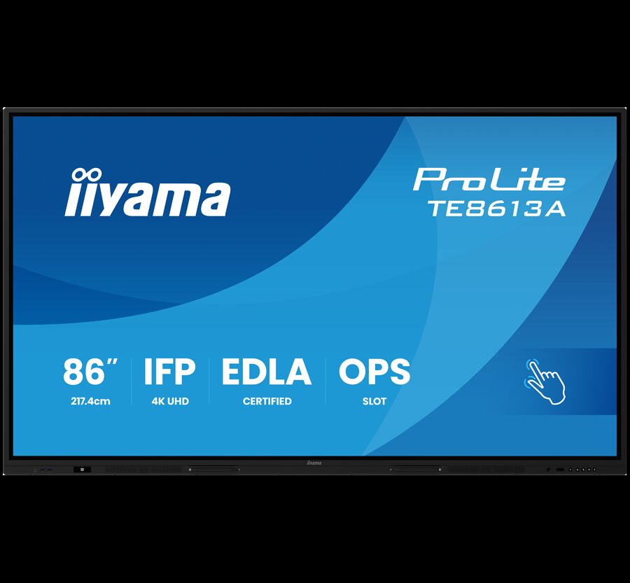 Iiyama ProLite TE8613A-B1AG - 86" Diagonal Class (85.6" iewable) LED-backlit LCD display interactive digital signage with touchscreen (multi touch) / optional slot-in PC capability 4K UHD (2160p) 3840 x 2160 black matte finish