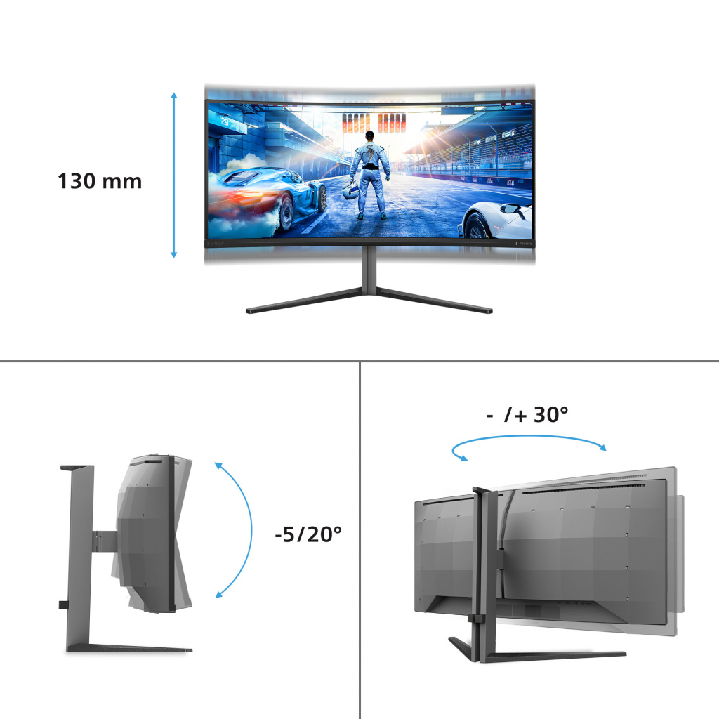 Philips Monitor Evnia 34M2C6500/00 34'' QD-OLED, 21:9, 3440x1440 (UltraWide QHD), 175Hz, 0.03ms, 250 cd/m2 (SDR), 1000 cd/m2 (HDR), 1,000,000:1, 2x HDMI 2.0, DisplayPort 1.4, 4x USB 3.2, Dark Slate Design, Adaptive-Sy - Slika 16