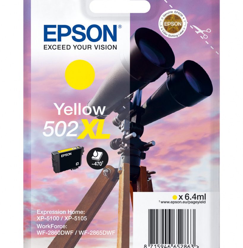 Original Ink- Yellow Epson 502XL (T02W4, C13T02W44010)