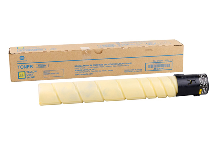Original Toner Yellow Konica Minolta Bizhub C258, C308, C368 (TN324Y, TN-324Y, A8DA250)