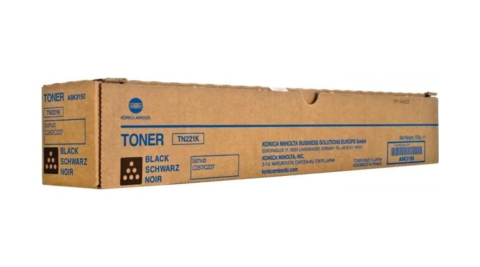 Original Toner Black Konica Minolta BizHub C 227, 287 (TN221K, TN-221K, A8K3150)