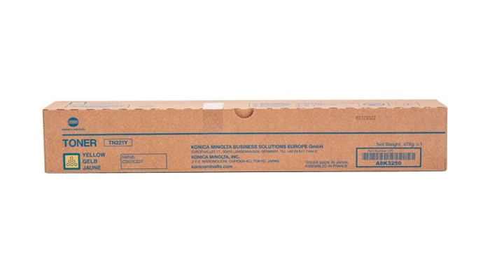 Original Toner Yellow Konica Minolta BizHub C 227, 287 (TN221Y, TN-221Y, A8K3250)