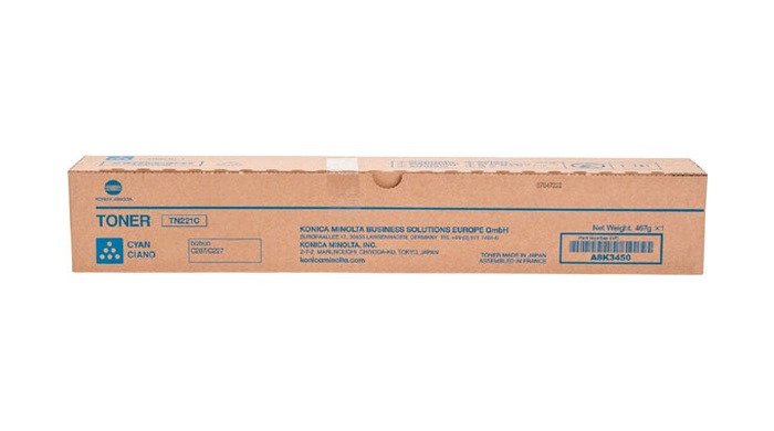 Original Toner Cyan Konica Minolta BizHub C 227, 287 (TN221C, TN-221C, A8K3450)
