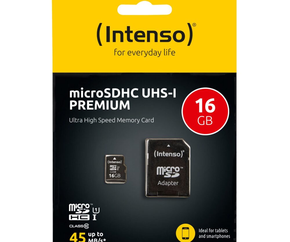 Memorijska kartica 16GB Intenso microSDXC UHS-I Class 10 45MB/s + adapter
