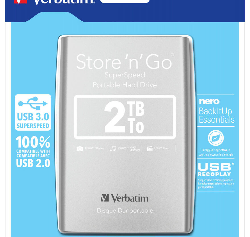 Verbatim 2.5" Store'n'Go 2TB vanjski HDD, USB3.0 Gen1 srebrni