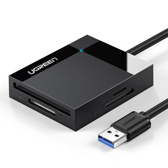 UGREEN čitač memorijskih kartica, USB 3.0, TF/SD/CF/MS kartice, 50cm, crni
