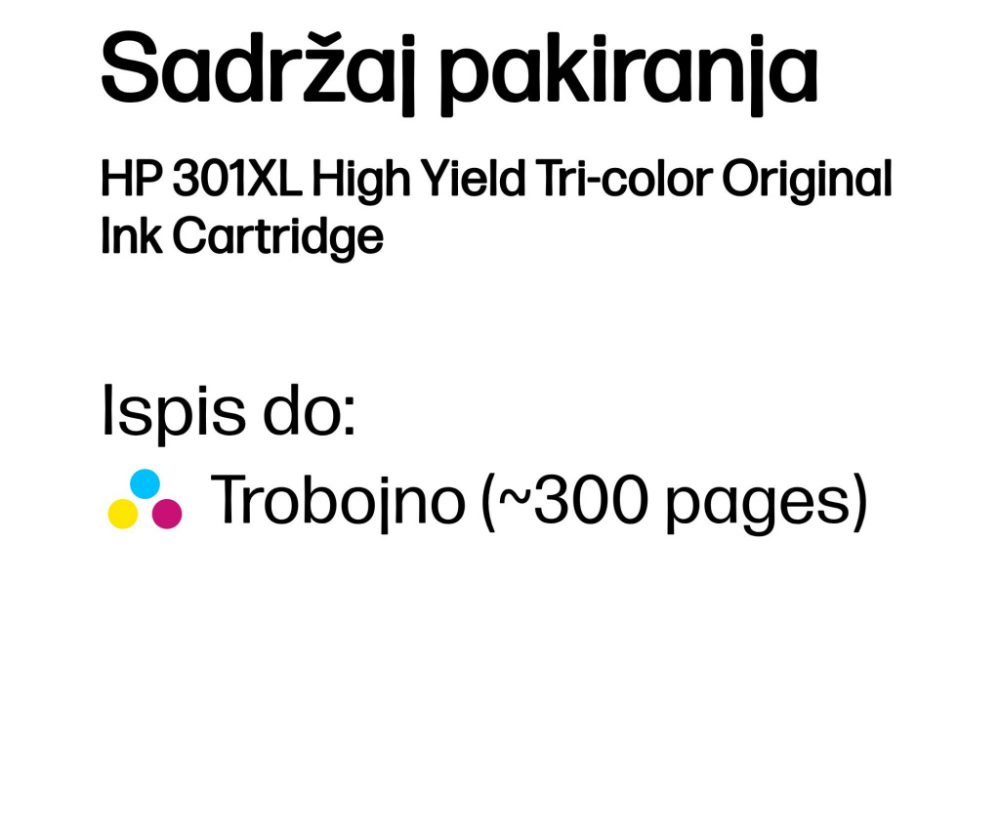 Original Ink- CMY HP 301XL (CH564EE) - Slika 3