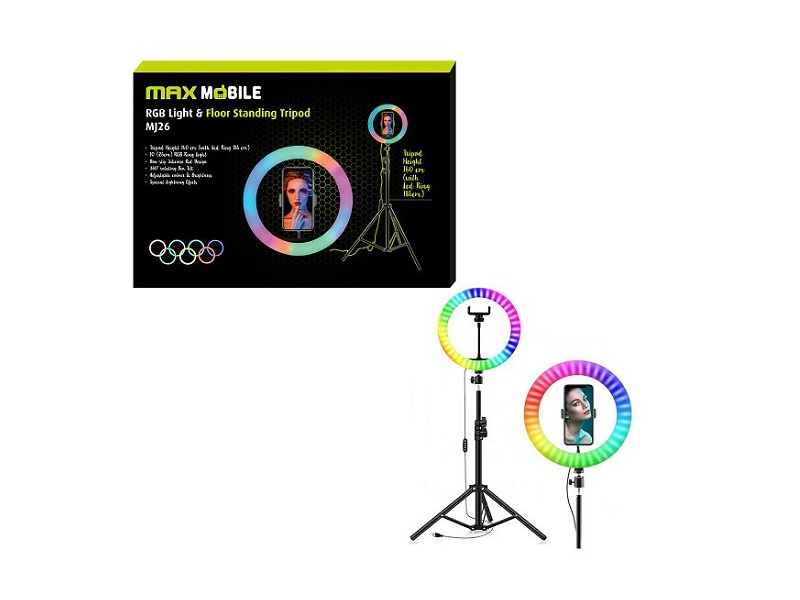 Ring light RGB LED MJ26 10" i tripod selfie držač Max Mobile