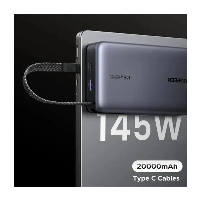 UGREEN prijenosni punjač (Powerbank) 20.000mAh, 145W brzo punjenje, 2×USB-C+1×USB-A, PD 3.0+QC 3.0, srebrni