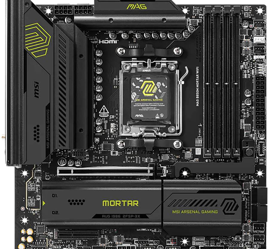 Alternative view of MSI MAG B850M MORTAR WIFI mATX Socket AM5