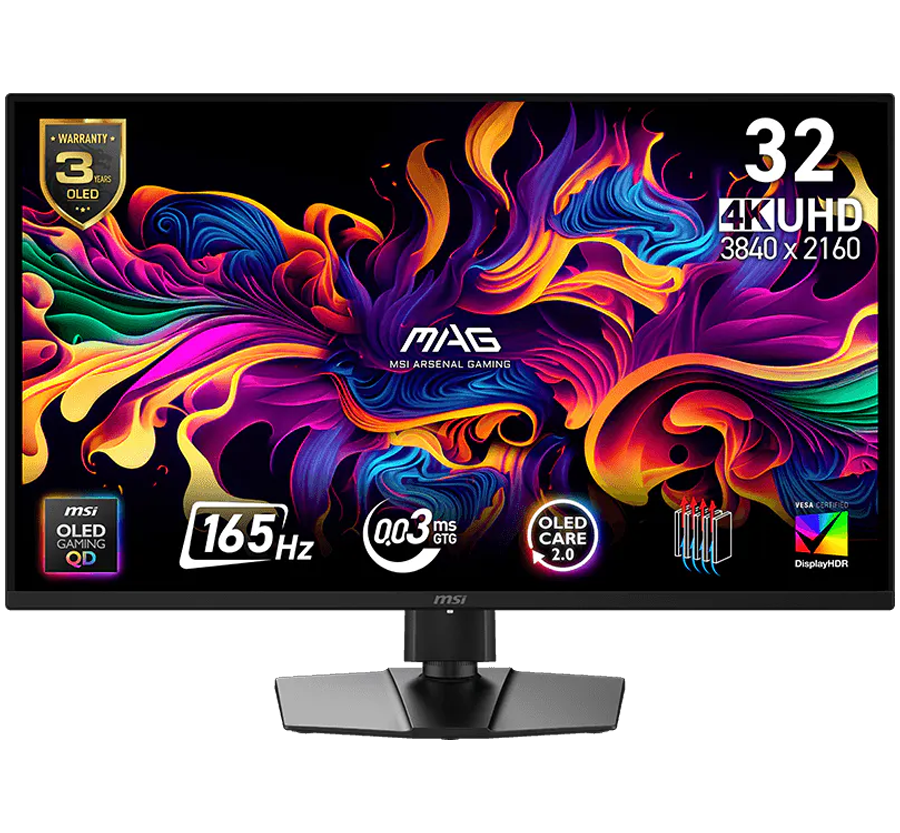 MSI MAG 322UP QD-OLED E16, 31.5", 3840x2160 (UHD), 165Hz, 0.03ms, G-Sync, AMD Freesync, 2x HDMI, 1x DP 1.4a, 1x Type-C, Tilt, Swivel, Pivot, Height Adjustment, VESA