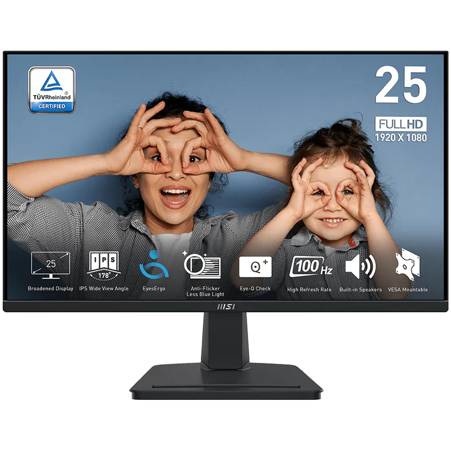MSI PRO MP251 E14L Professional Business Monitor, 24.5", IPS, 1920 x 1080 (FHD), 144Hz, 300nits, 1ms/4ms, HDMI, D-SUB, VESA, Tilt