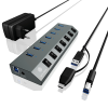 USB HUB IcyBox IB-HUB1701-C3 7-portni  USB-A hub dodatno napajanje + preklopnici