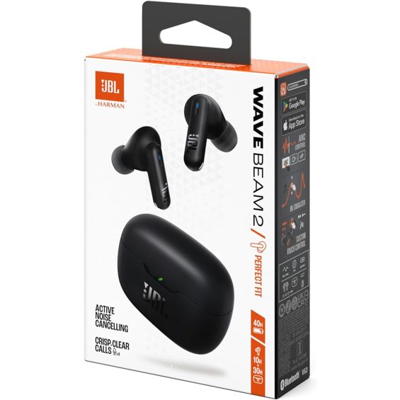 JBL Wave Beam 2, TWS In-Ear, ANC slušalice s mikrofonom, BT5.3 crne