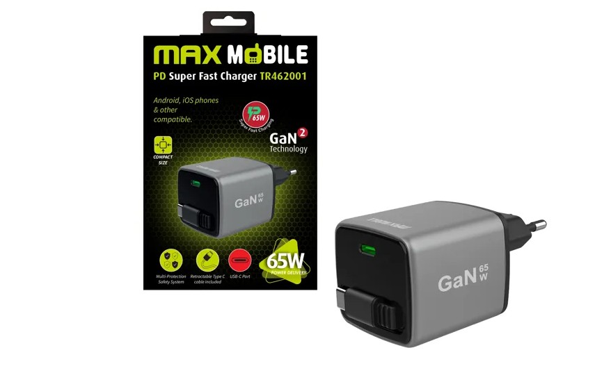 Max Mobile kućni punjač PD Super Fast Charge TR462001  ,2xTypeC GaN2,65W