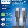 Philips USB-C na USB-C kabel, 2m, 3A, 60W, 480Mbps