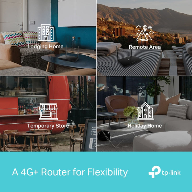 Alternative view of TP-Link AC1200 Archer MR600 bežični usmjerivač, Dual-Band 4G+Cat6, 300Mbps/867Mbps (2.4GHz/5GHz), 802.11a/b/g/n/ac, 1×GWAN, 3×GLAN, microSIM, 2×odvojive antene